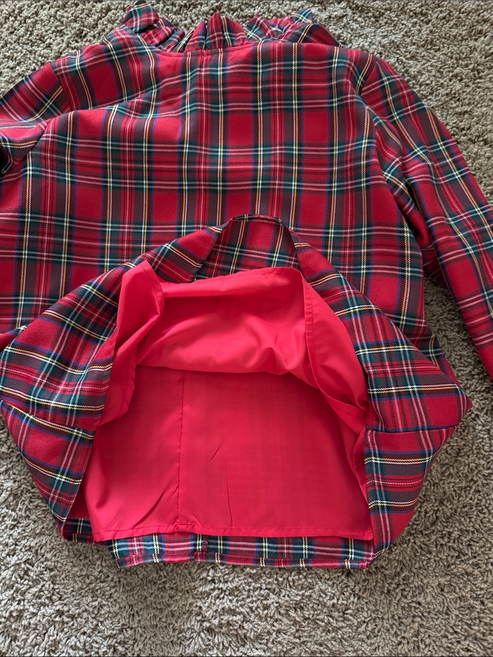 Tartan Red -Sz L- Plaid Bow Back Top - Picture 5 of 13